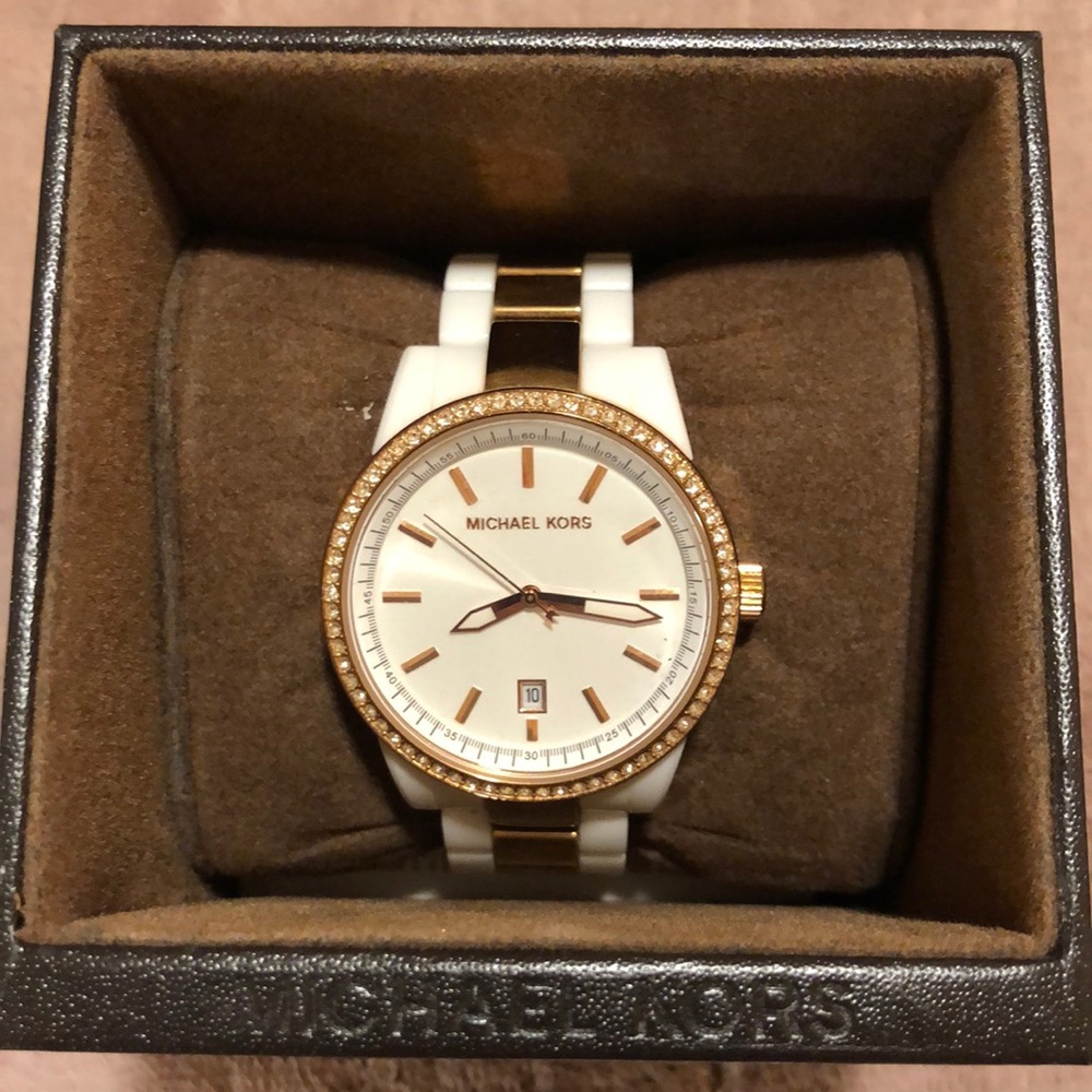 Michael Kors Women Watch Rose Gold and White